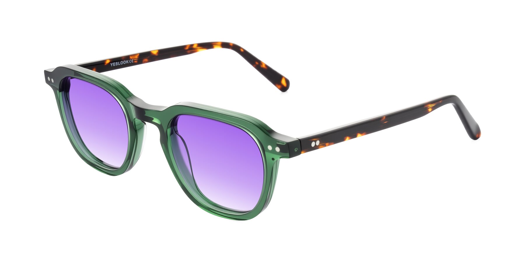 Angle of 1484 in Green/Tortoise with Purple Gradient Lenses