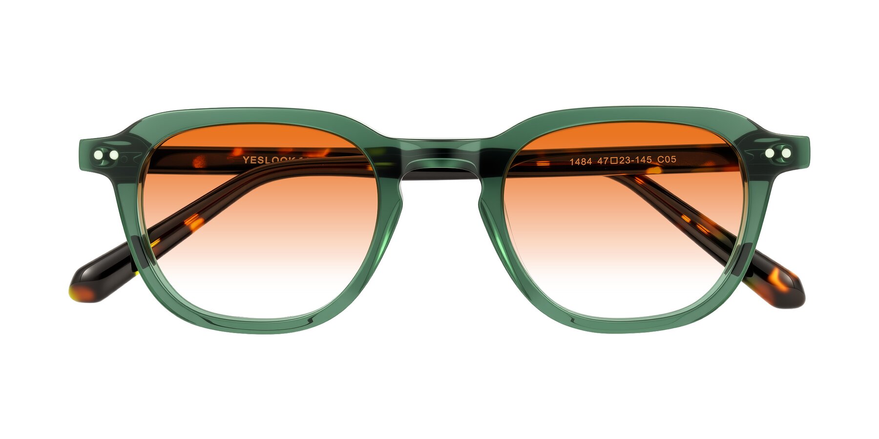 Folded Front of 1484 in Green/Tortoise with Orange Gradient Lenses