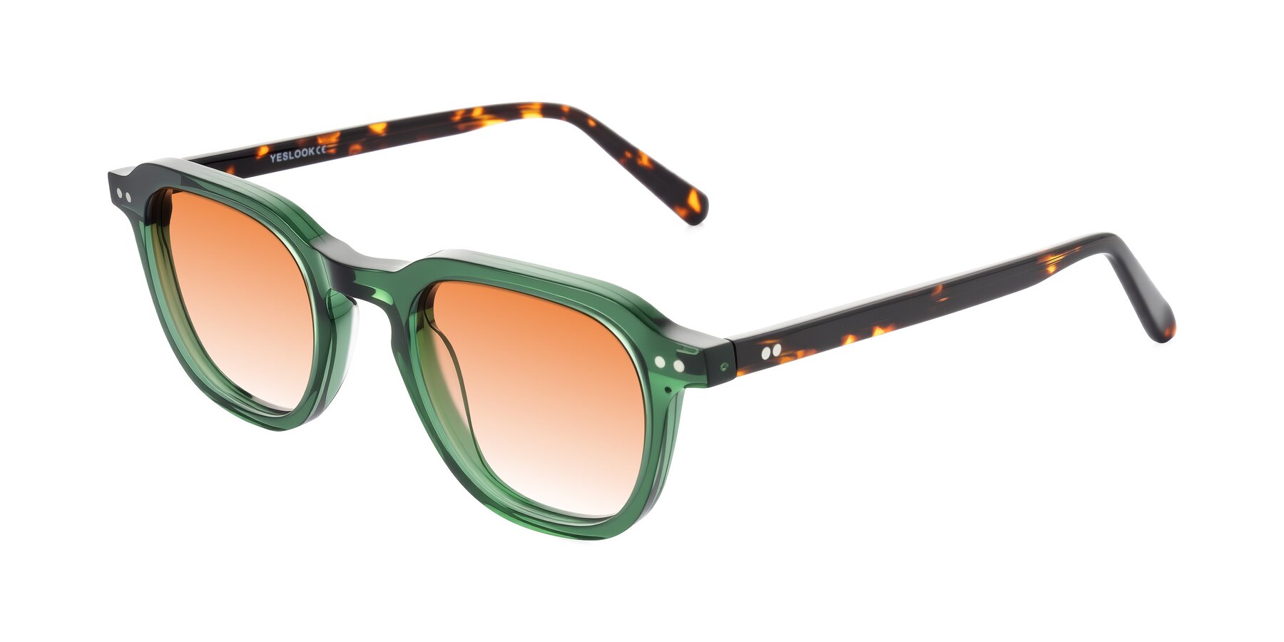 Angle of 1484 in Green/Tortoise with Orange Gradient Lenses