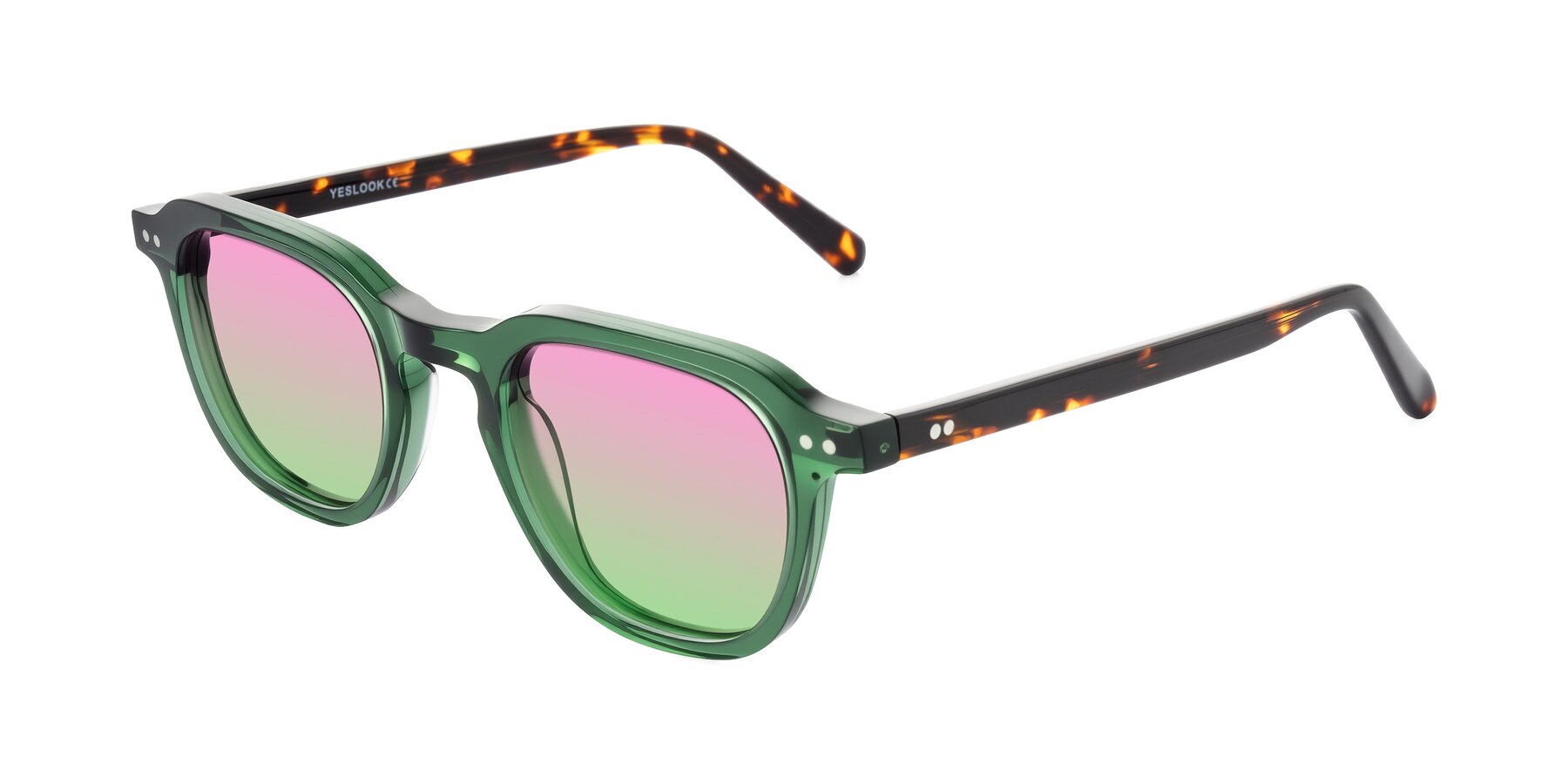 Angle of 1484 in Green/Tortoise with Pink / Green Gradient Lenses