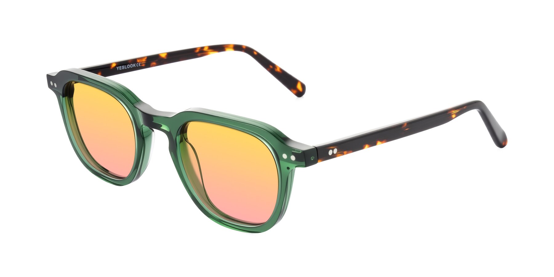 Angle of 1484 in Green/Tortoise with Yellow / Pink Gradient Lenses