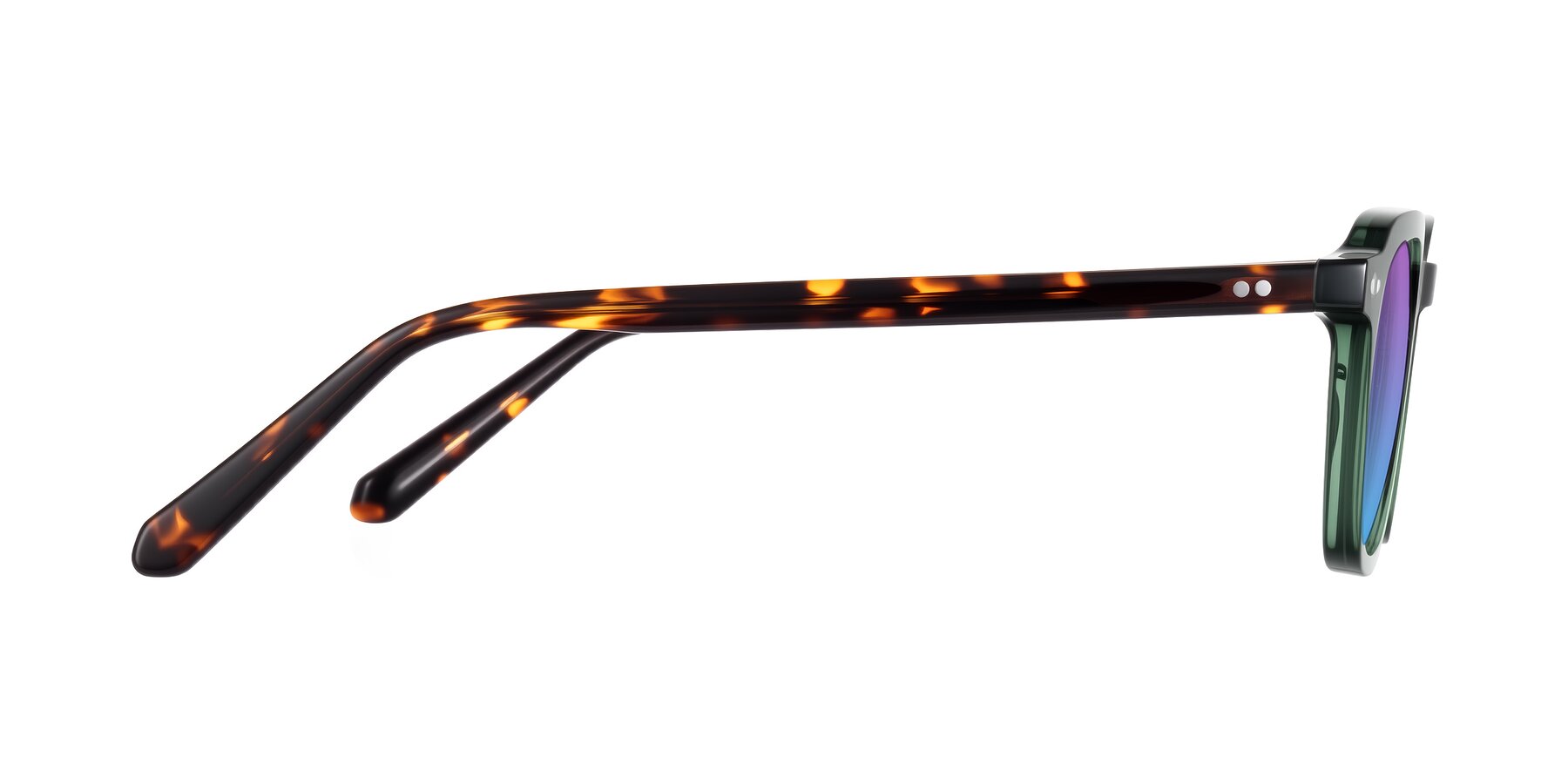 Side of 1484 in Green/Tortoise with Purple / Blue Gradient Lenses