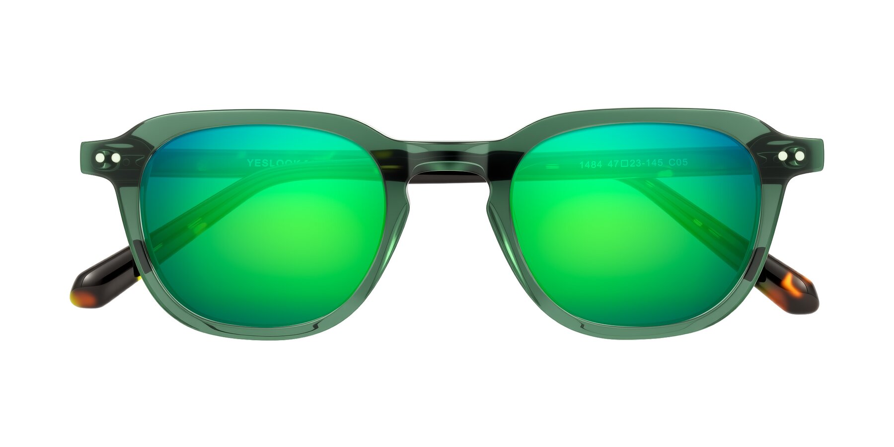 Folded Front of 1484 in Green/Tortoise with Green Mirrored Lenses