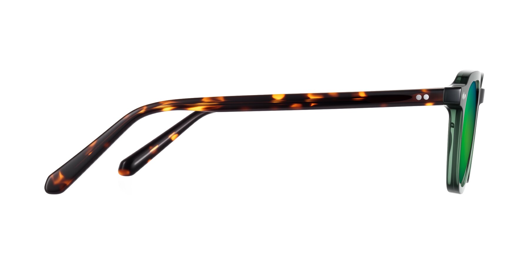 Side of 1484 in Green/Tortoise with Green Mirrored Lenses