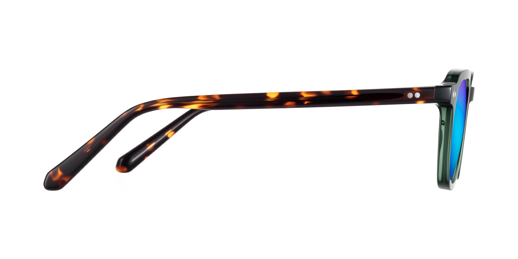 Side of 1484 in Green/Tortoise with Blue Mirrored Lenses