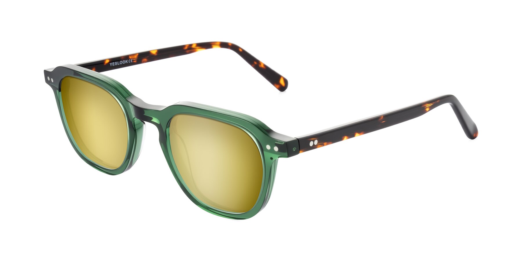 Angle of 1484 in Green/Tortoise with Gold Mirrored Lenses