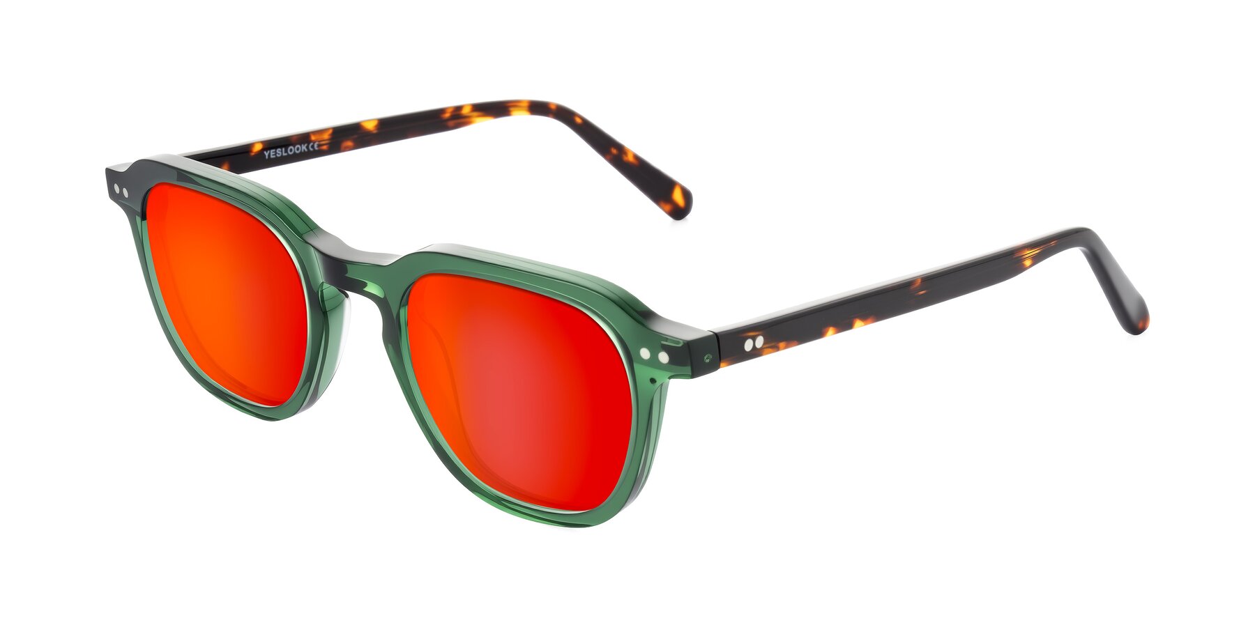 Angle of 1484 in Green/Tortoise with Red Gold Mirrored Lenses