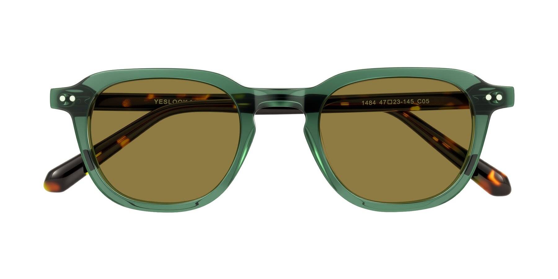 Folded Front of 1484 in Green/Tortoise with Brown Polarized Lenses
