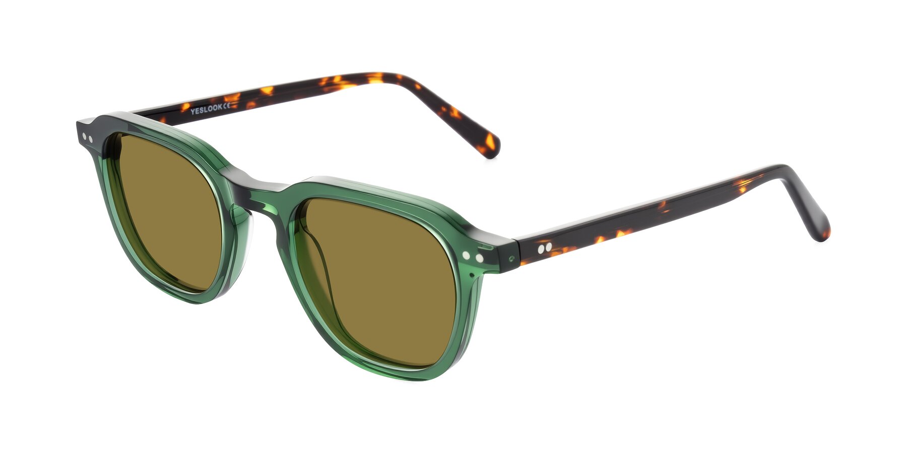 Angle of 1484 in Green/Tortoise with Brown Polarized Lenses