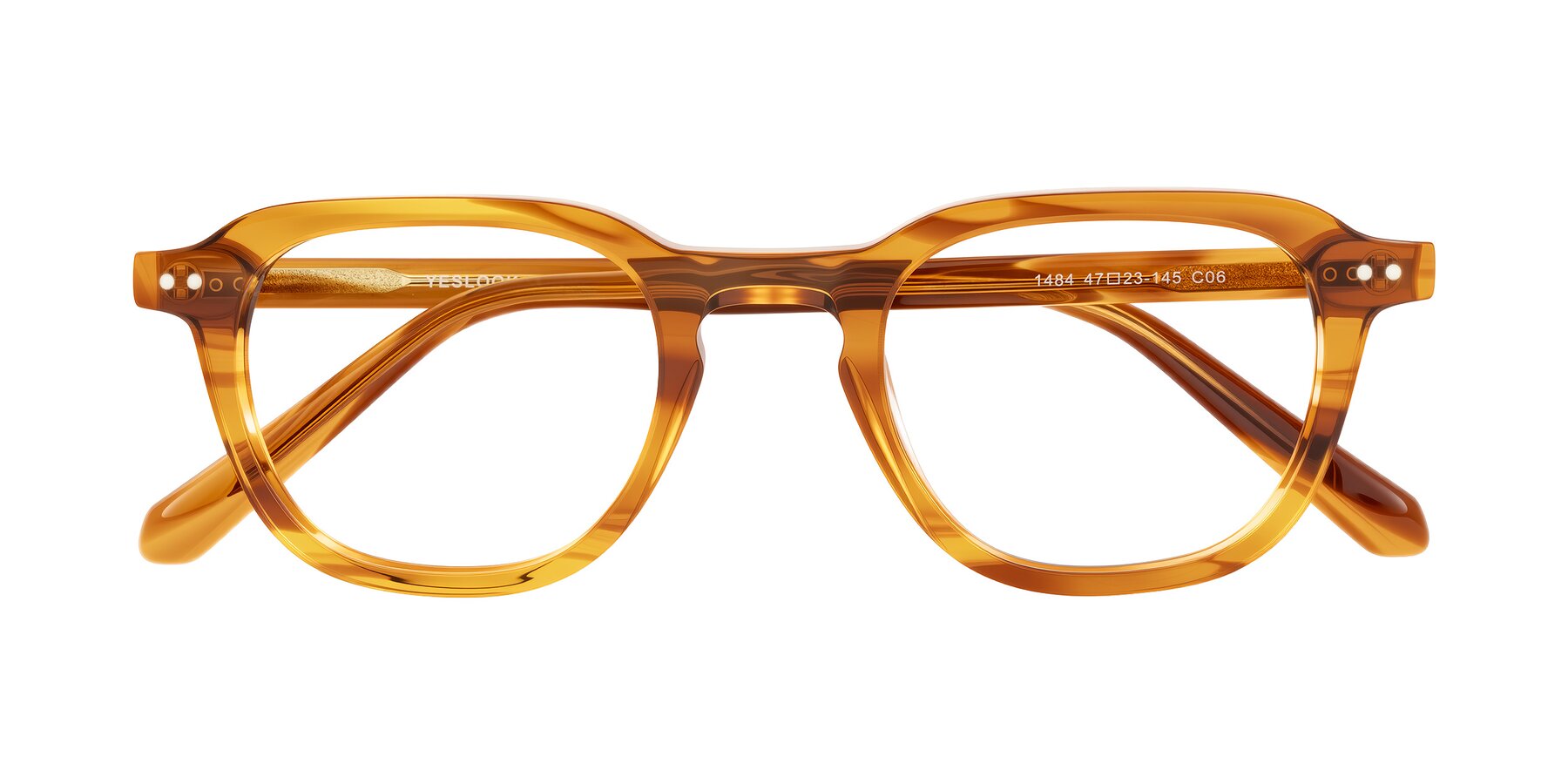 Folded Front of 1484 in Brown Striped with Clear Blue Light Blocking Lenses