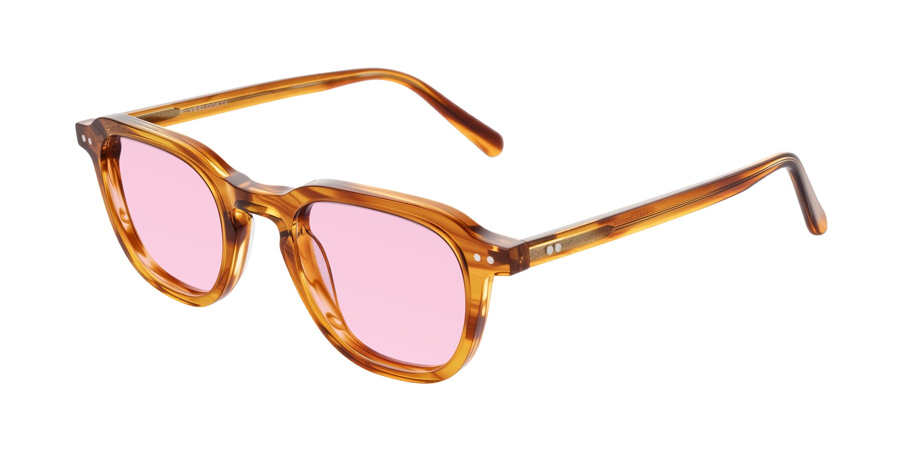Angle of 1484 in Brown Striped with Light Pink Tinted Lenses