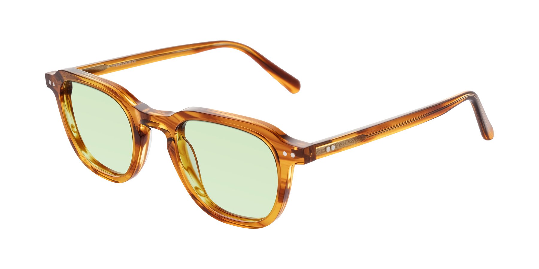 Angle of 1484 in Brown Striped with Light Green Tinted Lenses