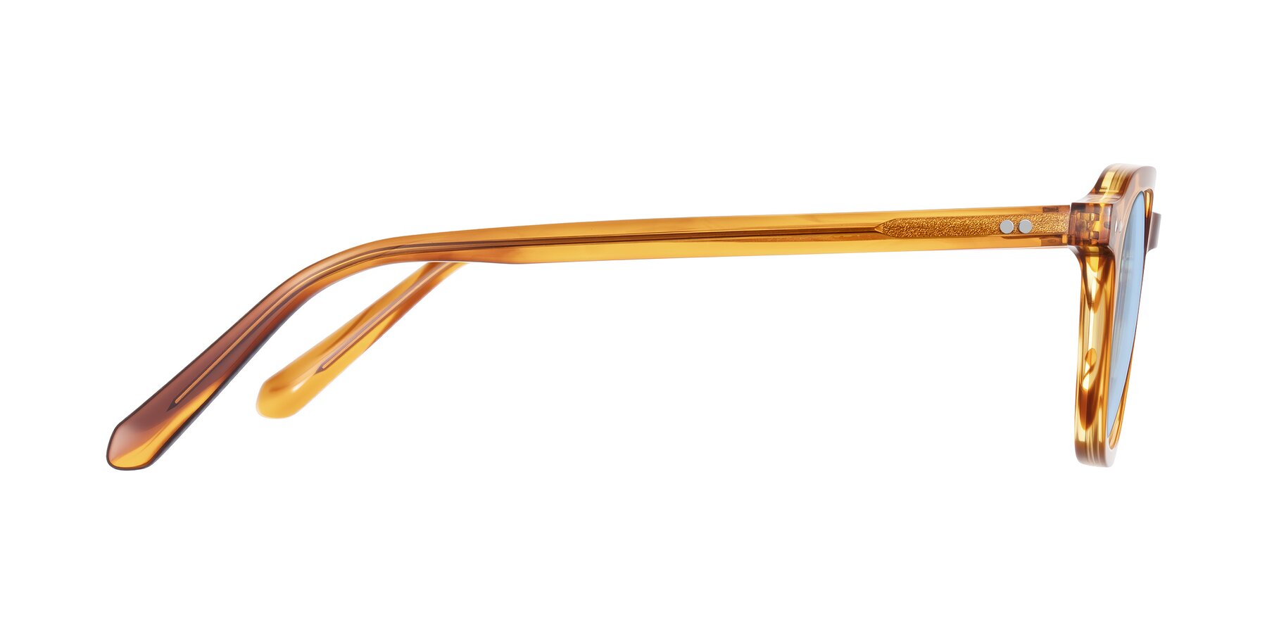Side of 1484 in Brown Striped with Light Blue Tinted Lenses