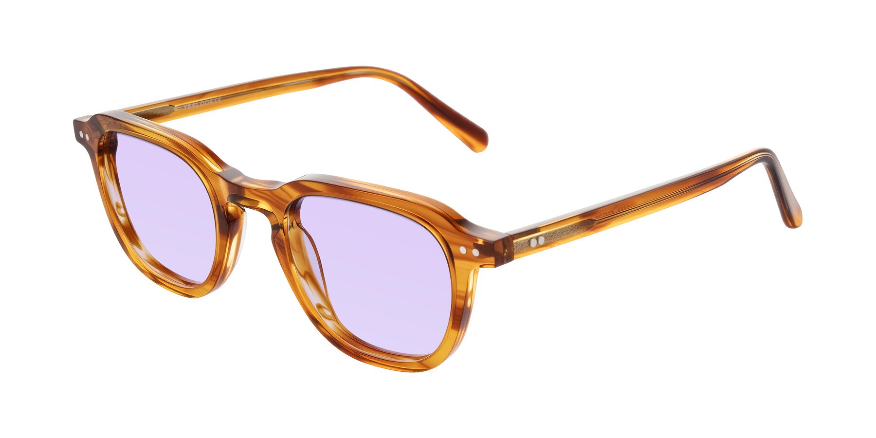 Angle of 1484 in Brown Striped with Light Purple Tinted Lenses