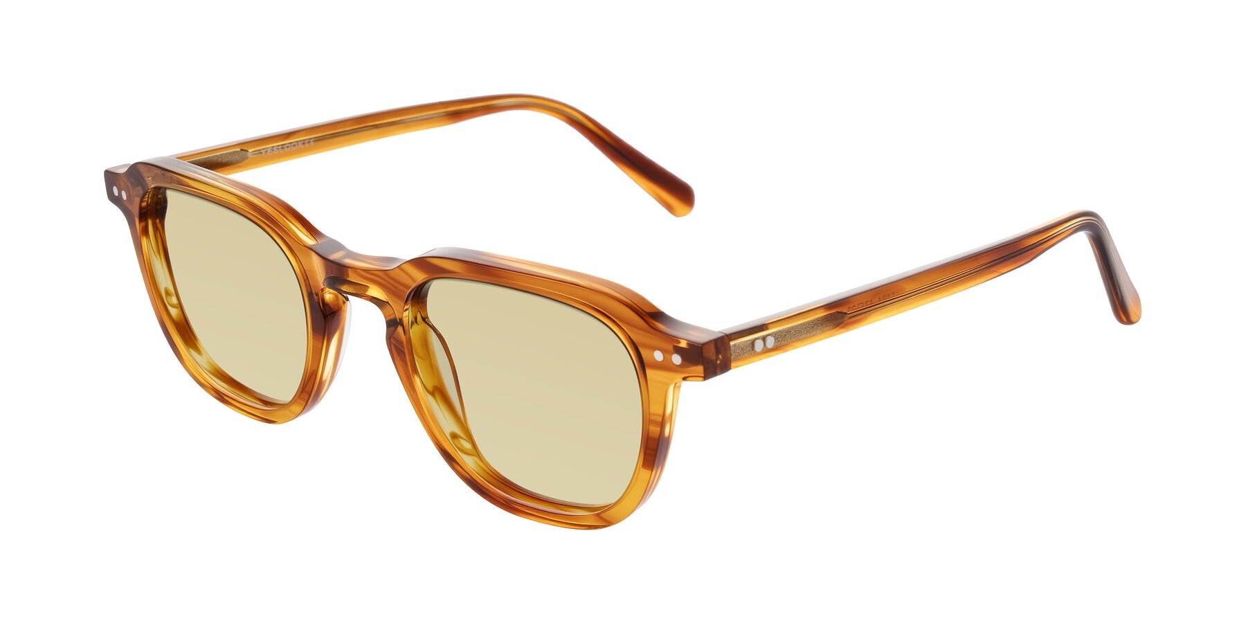 Angle of 1484 in Brown Striped with Light Champagne Tinted Lenses