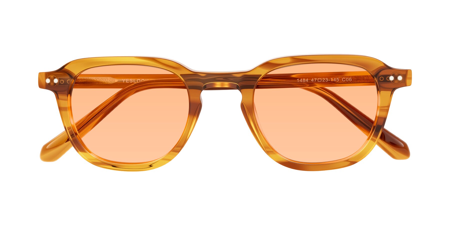 Folded Front of 1484 in Brown Striped with Light Orange Tinted Lenses