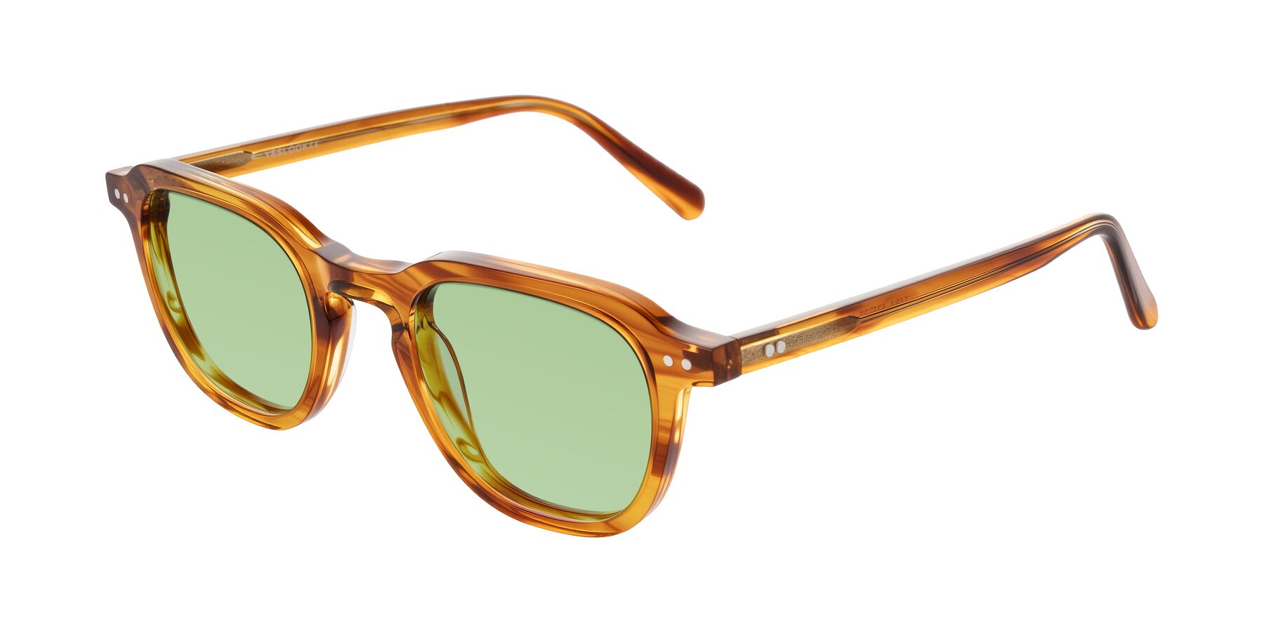 Angle of 1484 in Brown Striped with Medium Green Tinted Lenses