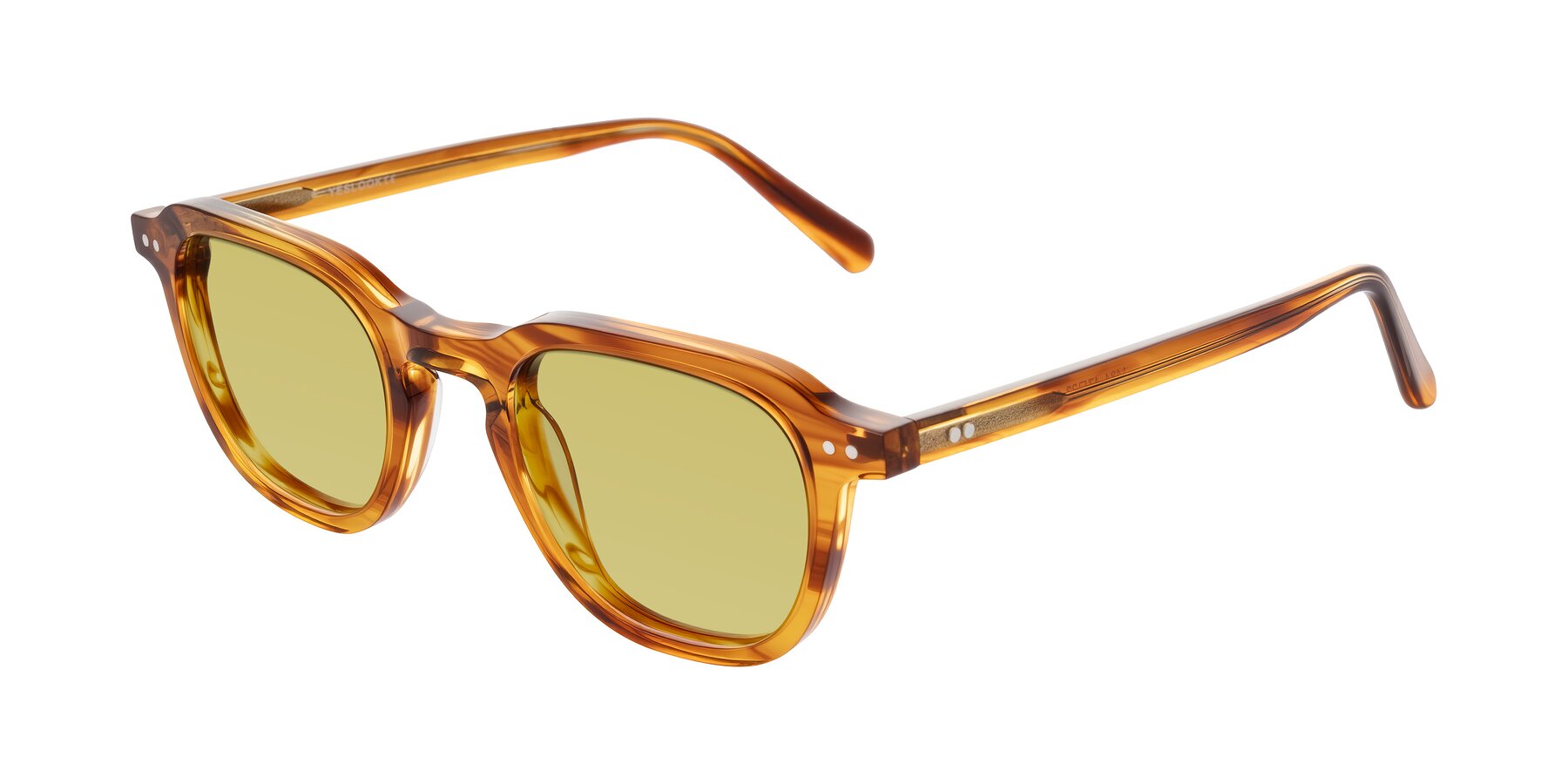Angle of 1484 in Brown Striped with Medium Champagne Tinted Lenses