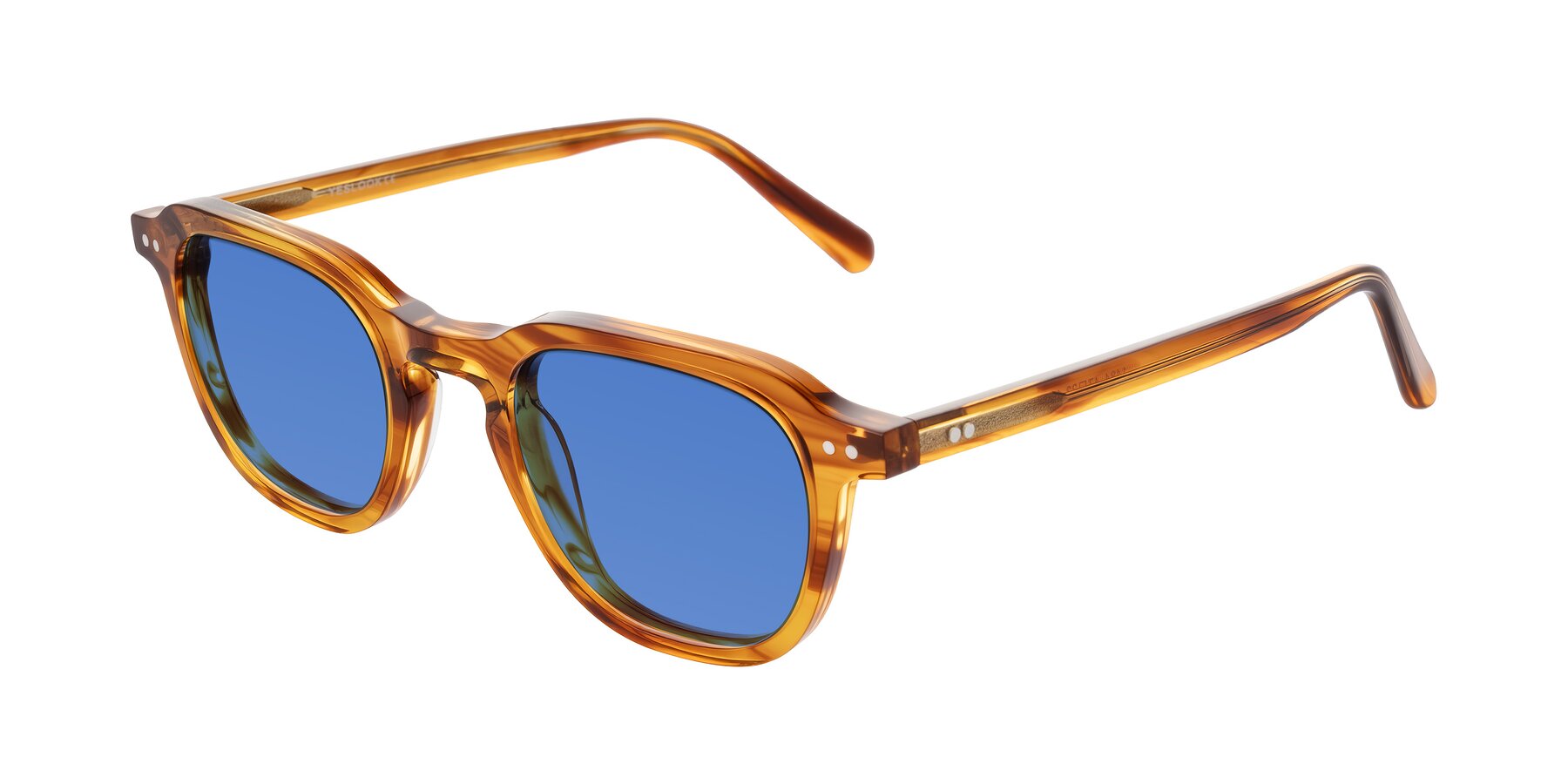 Angle of 1484 in Brown Striped with Blue Tinted Lenses