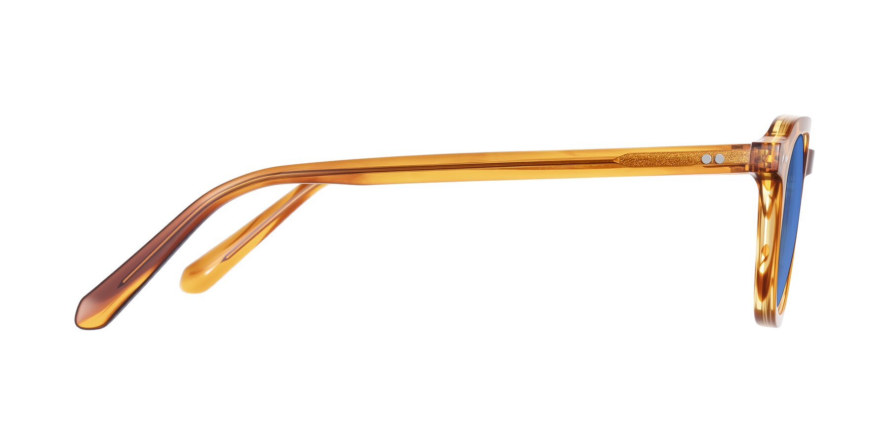 Side of 1484 in Brown Striped with Blue Tinted Lenses