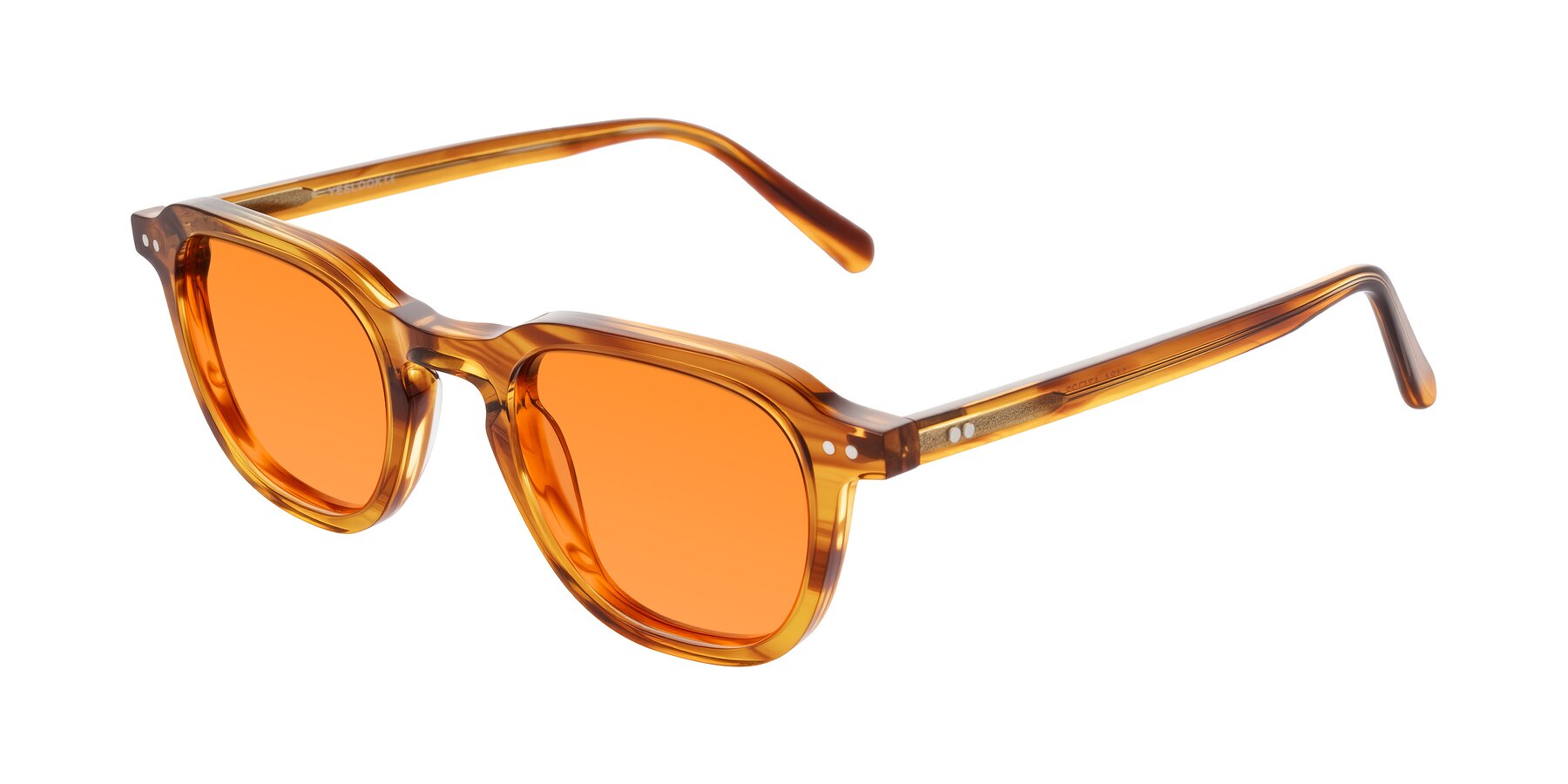 Angle of 1484 in Brown Striped with Orange Tinted Lenses