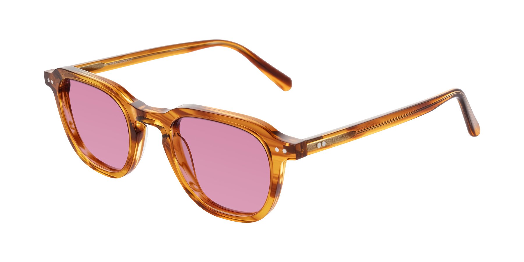 Angle of 1484 in Brown Striped with Medium Wine Tinted Lenses