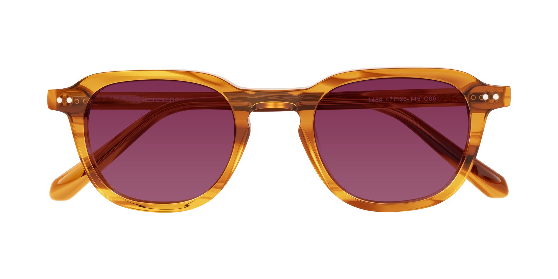 Folded Front of 1484 in Brown Striped with Wine Tinted Lenses