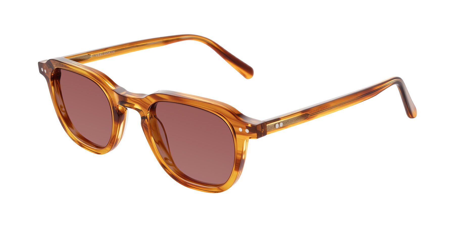 Angle of 1484 in Brown Striped with Garnet Tinted Lenses