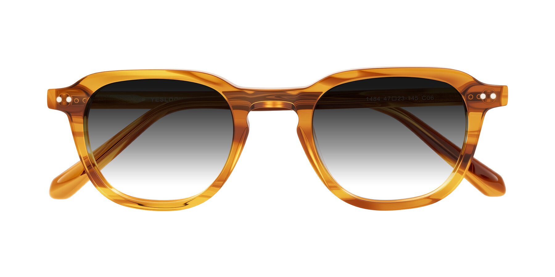 Folded Front of 1484 in Brown Striped with Gray Gradient Lenses