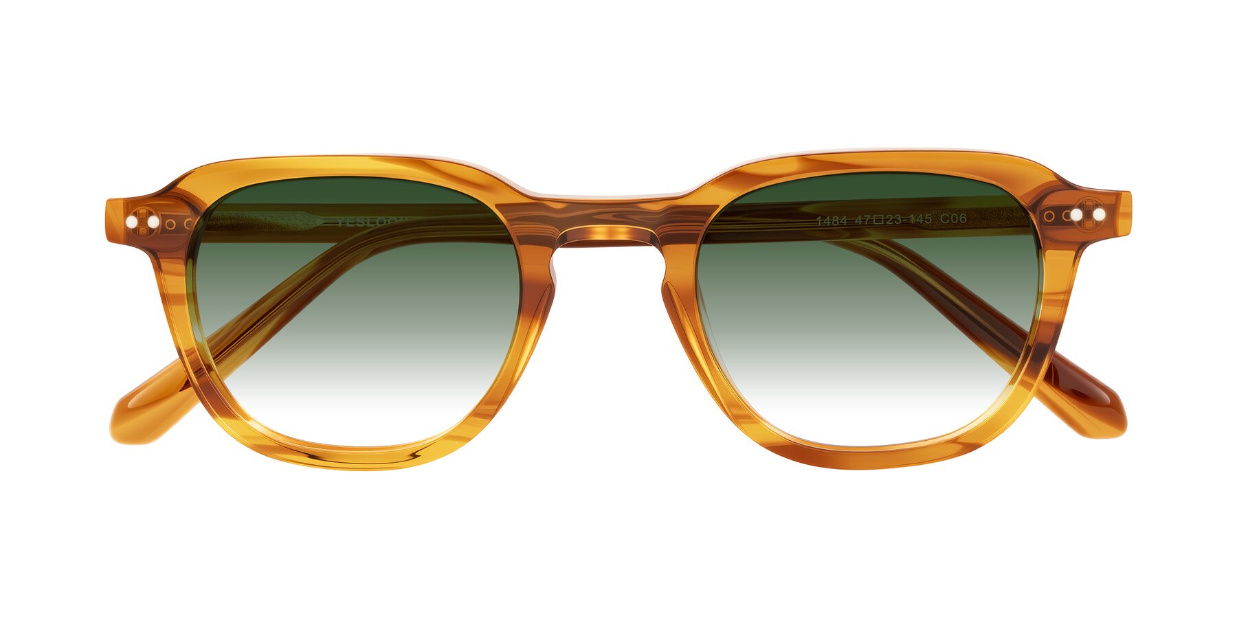 Folded Front of 1484 in Brown Striped with Green Gradient Lenses