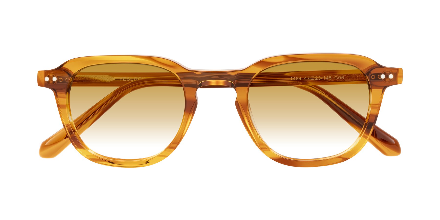 Folded Front of 1484 in Brown Striped with Champagne Gradient Lenses