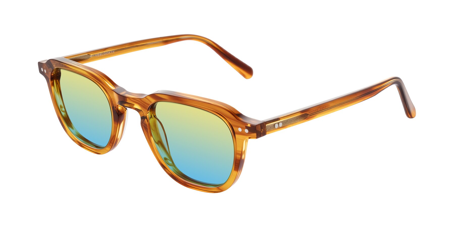Angle of 1484 in Brown Striped with Yellow / Blue Gradient Lenses