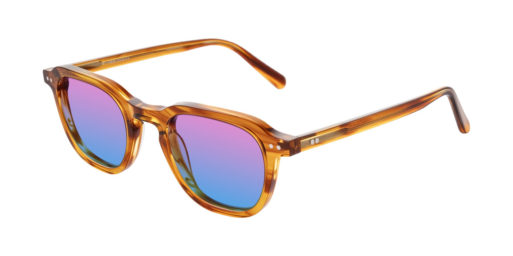 Angle of 1484 in Brown Striped with Pink / Blue Gradient Lenses