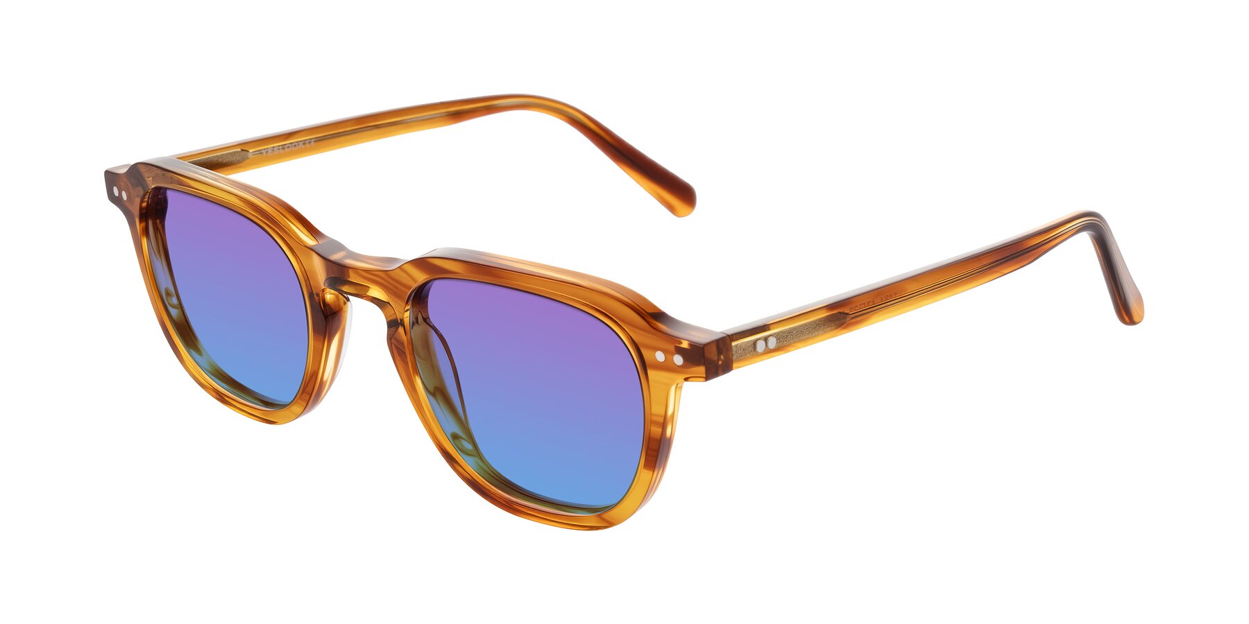 Angle of 1484 in Brown Striped with Purple / Blue Gradient Lenses