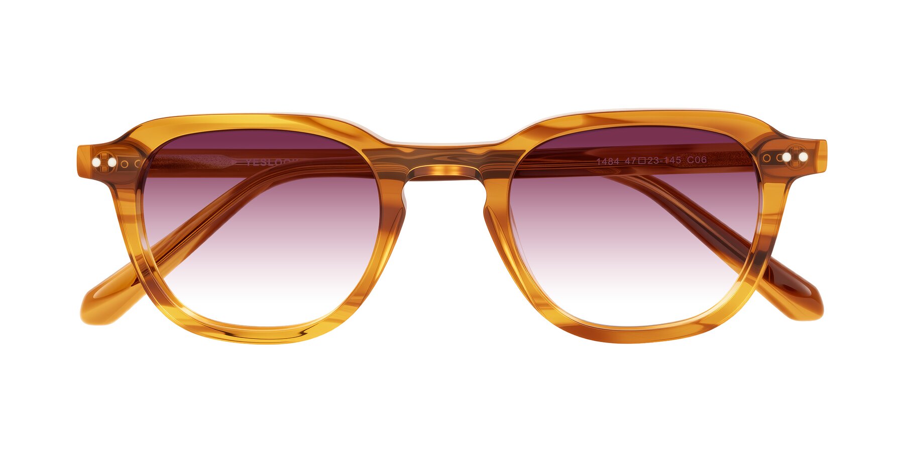 Folded Front of 1484 in Brown Striped with Wine Gradient Lenses