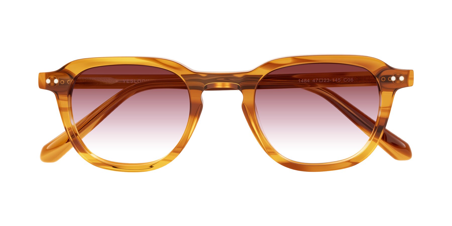 Folded Front of 1484 in Brown Striped with Garnet Gradient Lenses