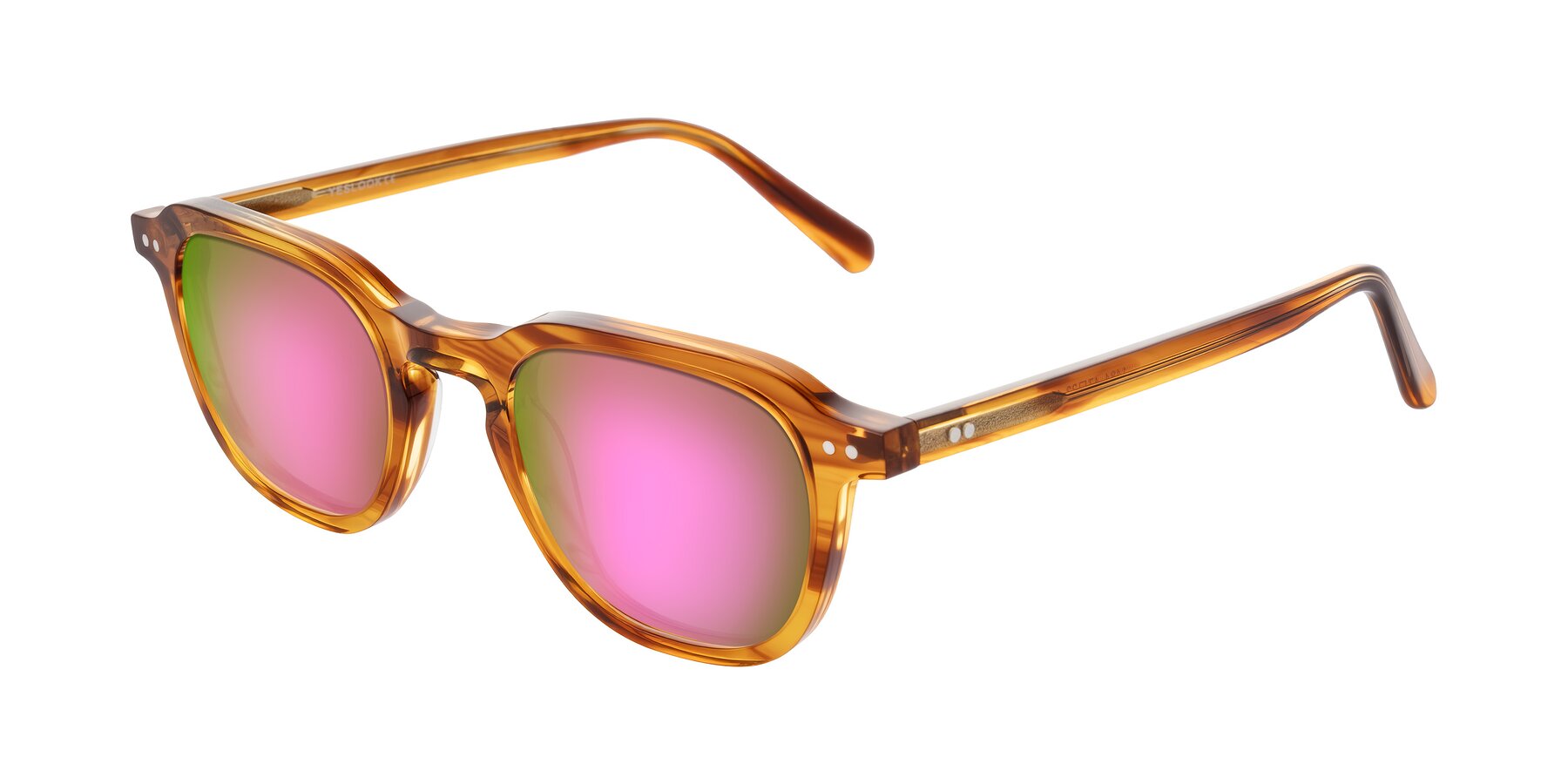Angle of 1484 in Brown Striped with Pink Mirrored Lenses