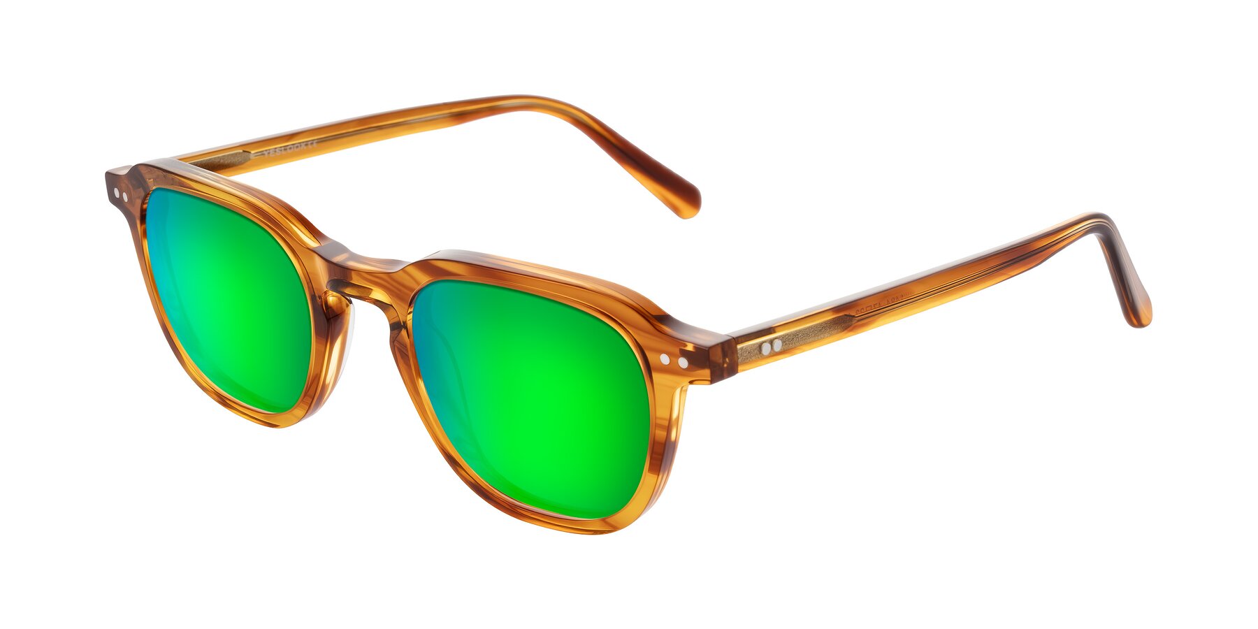 Angle of 1484 in Brown Striped with Green Mirrored Lenses