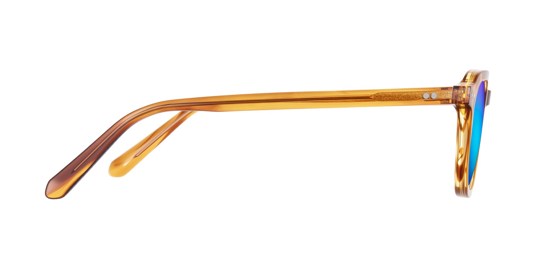 Side of 1484 in Brown Striped with Blue Mirrored Lenses