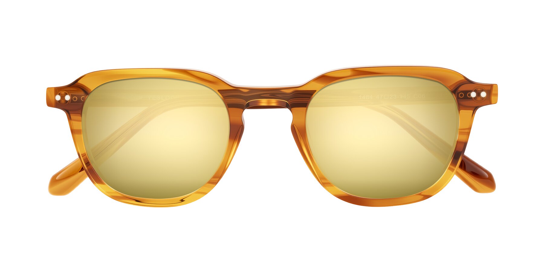 Folded Front of 1484 in Brown Striped with Gold Mirrored Lenses