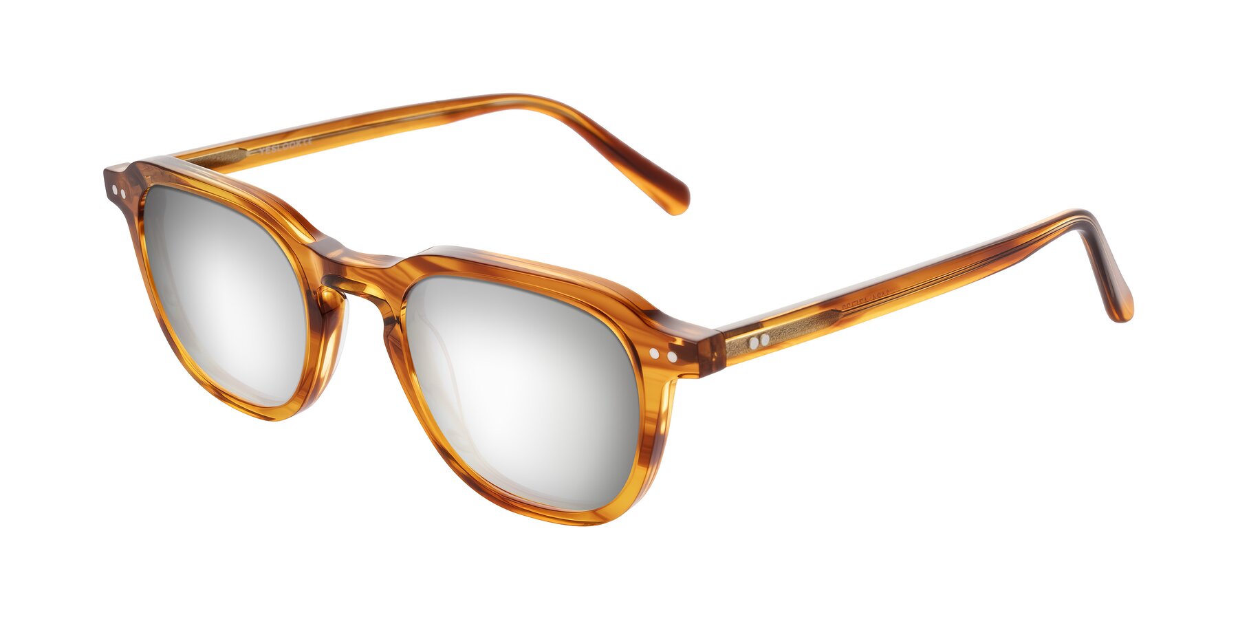 Angle of 1484 in Brown Striped with Silver Mirrored Lenses