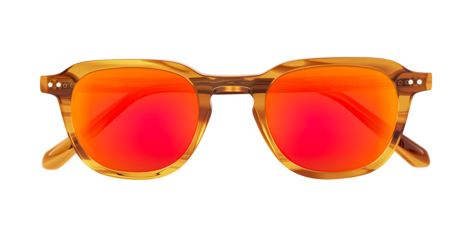 Folded Front of 1484 in Brown Striped with Red Gold Mirrored Lenses