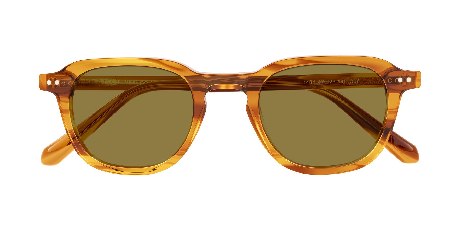 Folded Front of 1484 in Brown Striped with Brown Polarized Lenses