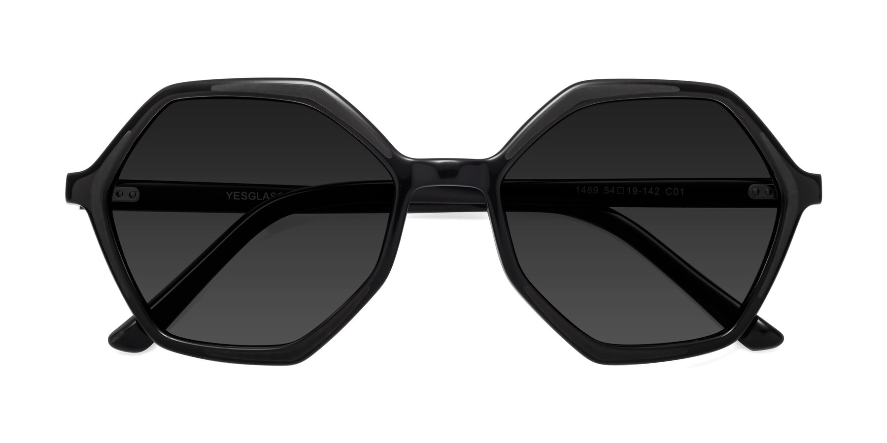Folded Front of 1489 in Black with Gray Polarized TAC Lenses