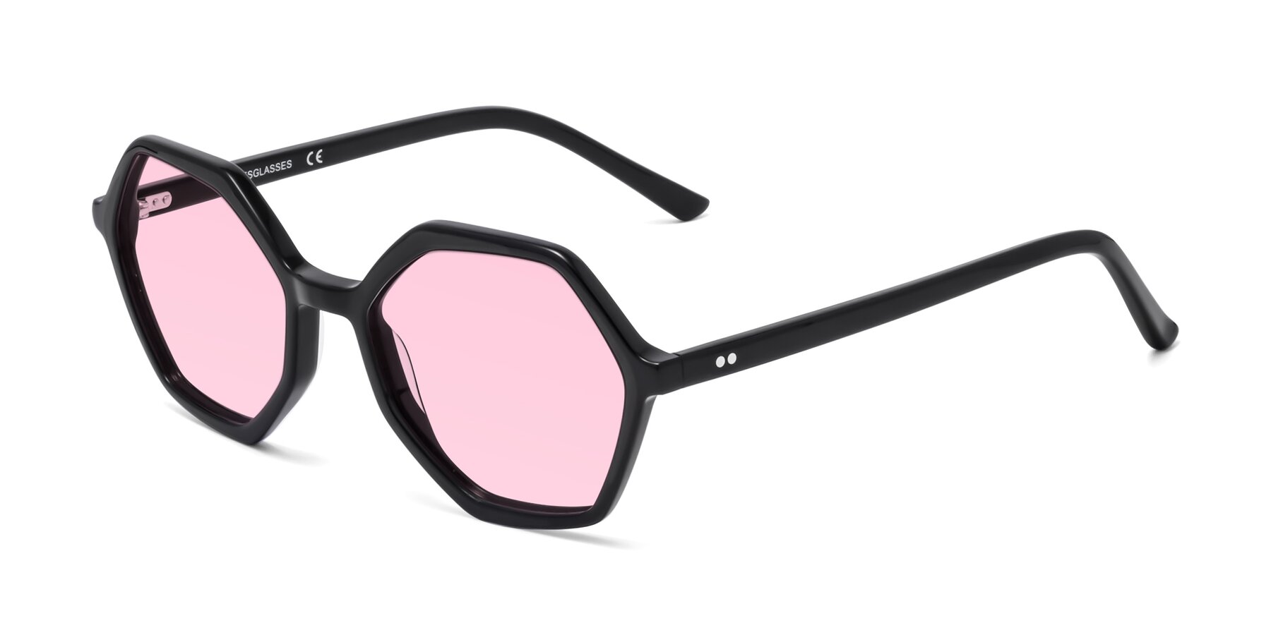 Angle of 1489 in Black with Light Pink Tinted Lenses