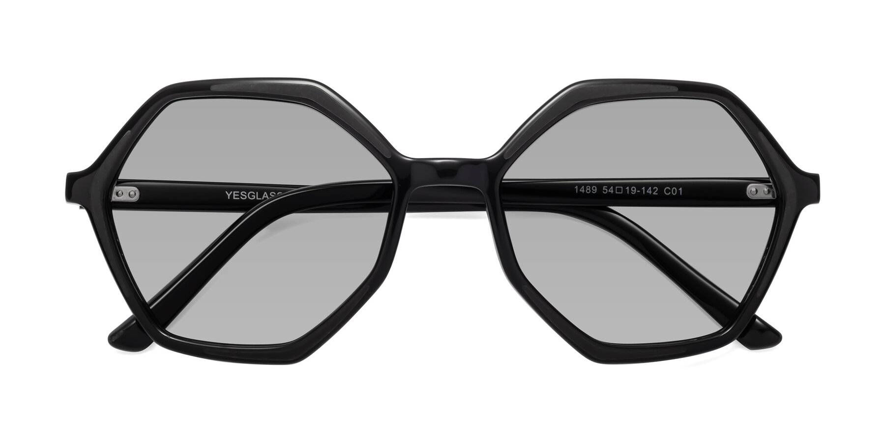 Folded Front of 1489 in Black with Light Gray Tinted Lenses