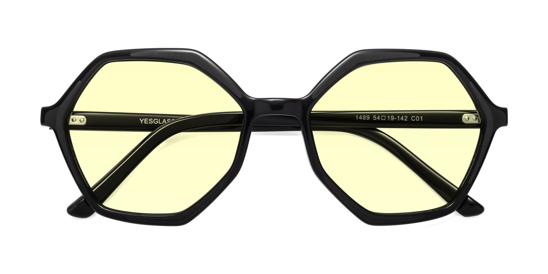 Folded Front of 1489 in Black with Light Yellow Tinted Lenses