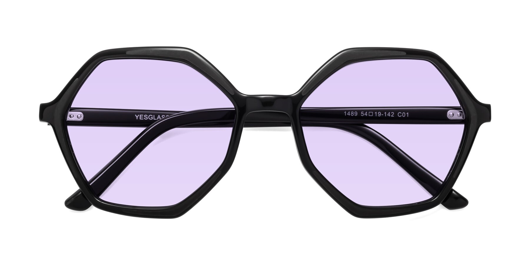 Folded Front of 1489 in Black with Light Purple Tinted Lenses