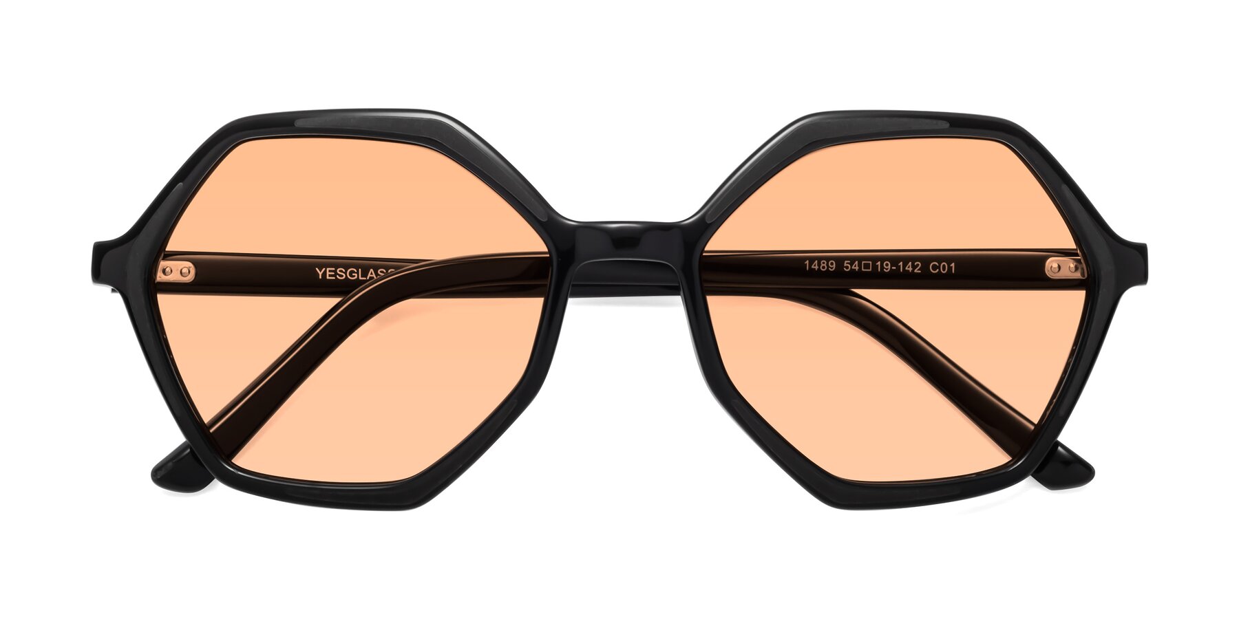 Folded Front of 1489 in Black with Light Orange Tinted Lenses