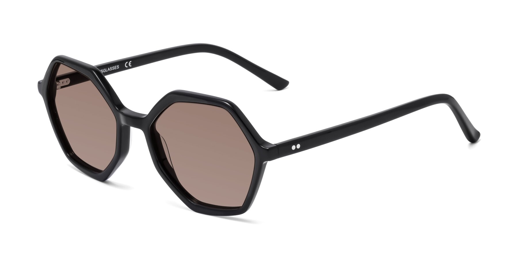 Angle of 1489 in Black with Medium Brown Tinted Lenses
